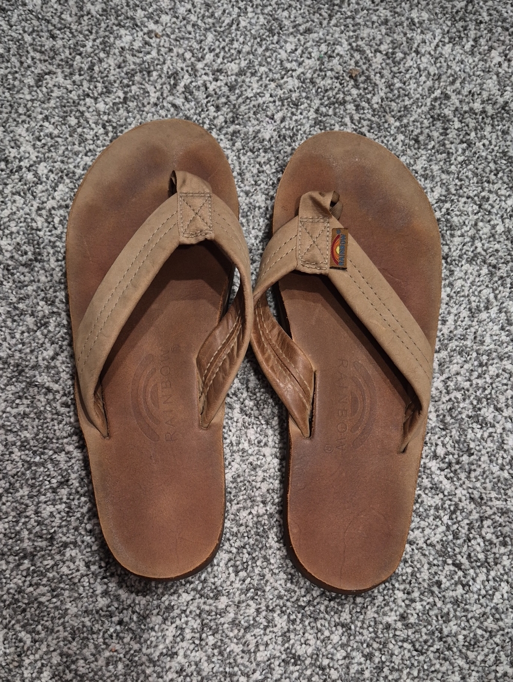 Rainbow Sandals Light Brown Leather Flip Flops